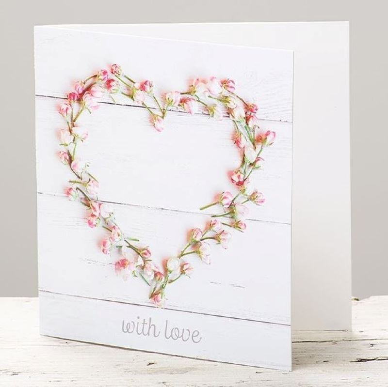 With Love Flower Heart Greetings Card