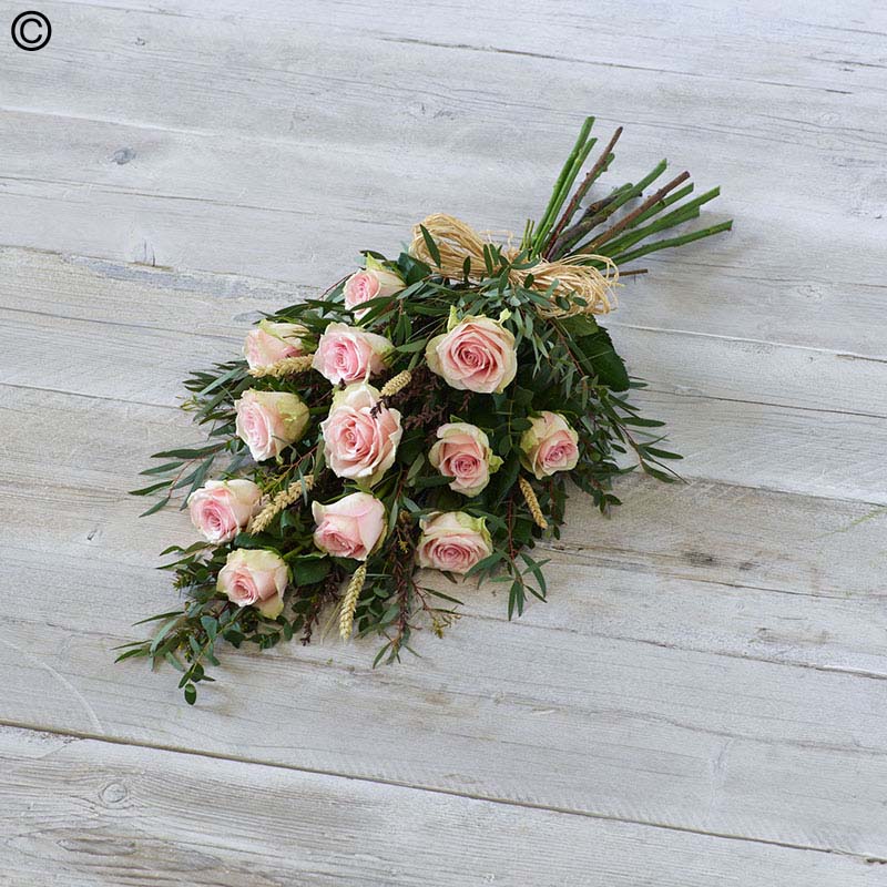 12 Pink Rose Tied Sheaf