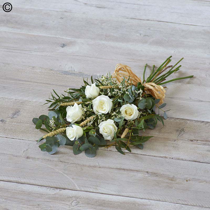 6 White Rose Tied Sheaf