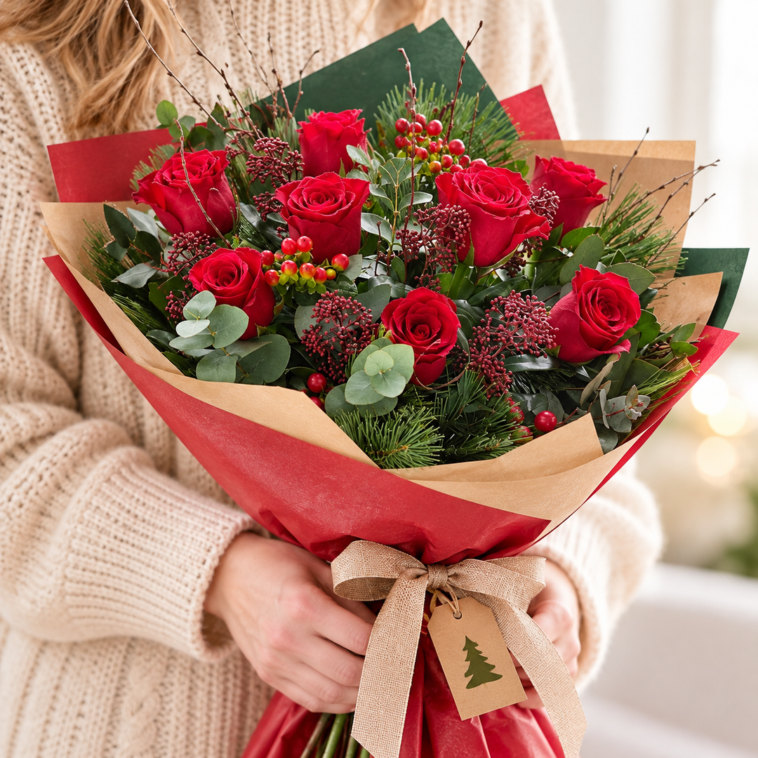 Christmas Red Rose Bouquet