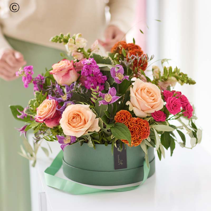 Florist Choice Autumnal Hatbox Arrangement