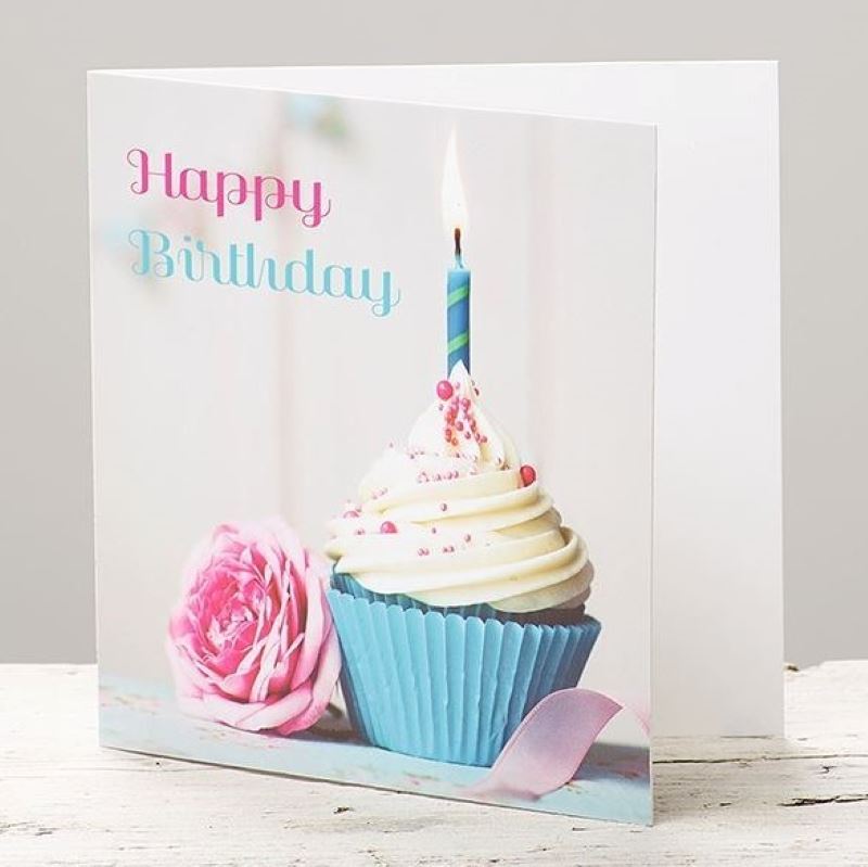 Happy Birthday Candle Cupcake Greetings Card