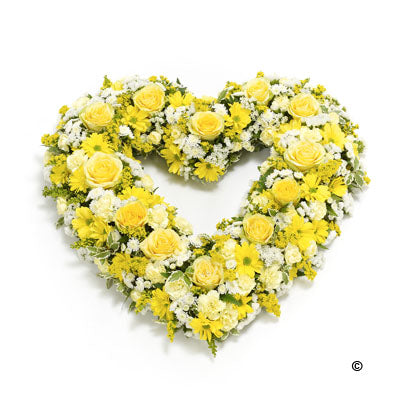 Yellow Open Heart Tribute - Abi's Arrangements Ltd