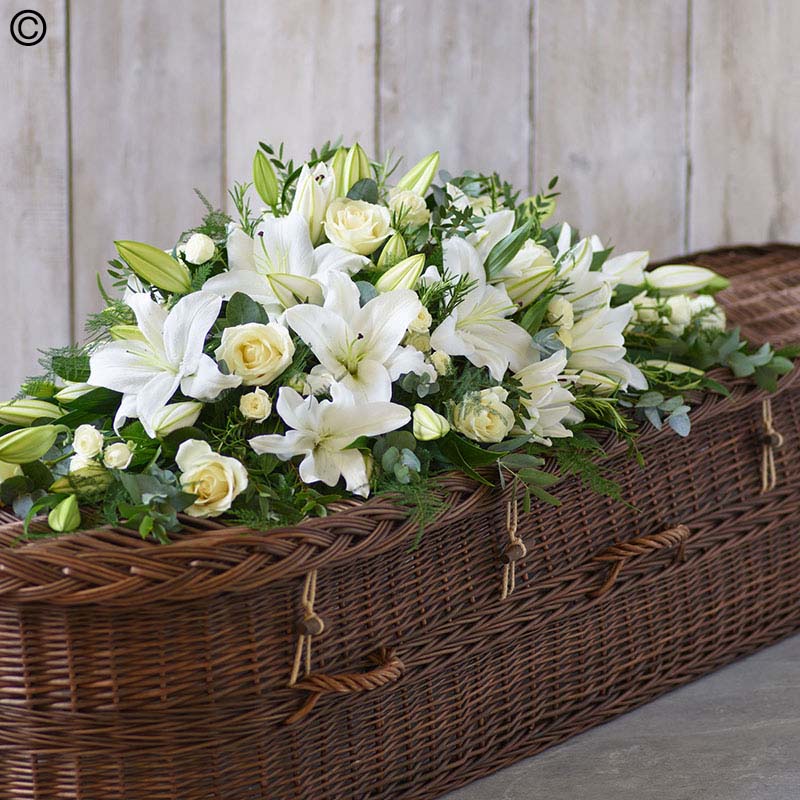 White Lily and Rose Casket Spray
