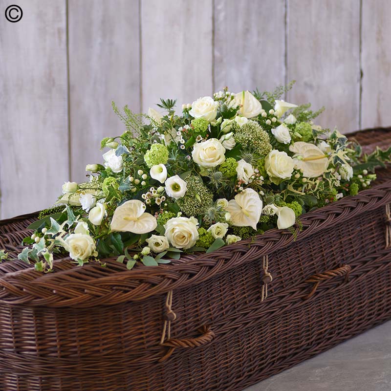 White and Green Casket Spray