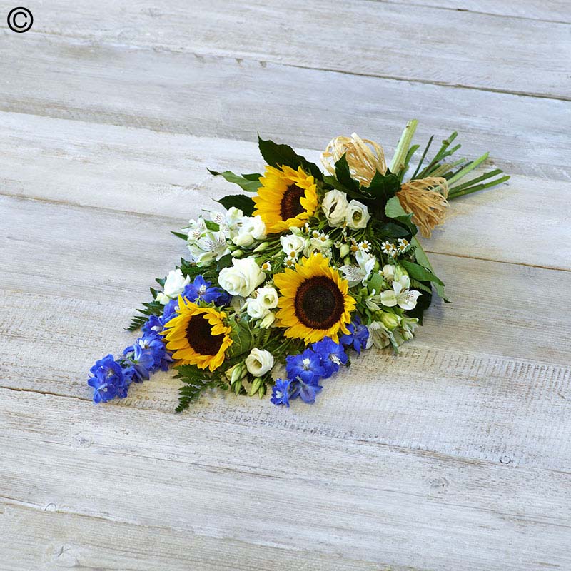 Sunflower and Delphinium Tied Sheaf